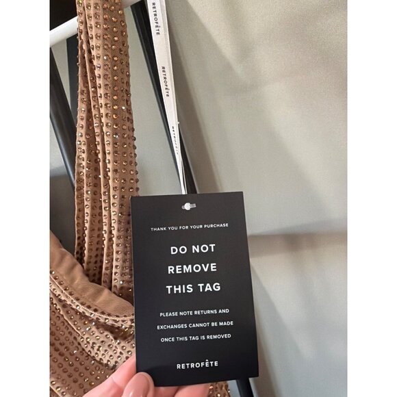 retrofete Oakley Mesh Embellished Gown Dress Sepia Womens Size Medium - Picture 9 of 12